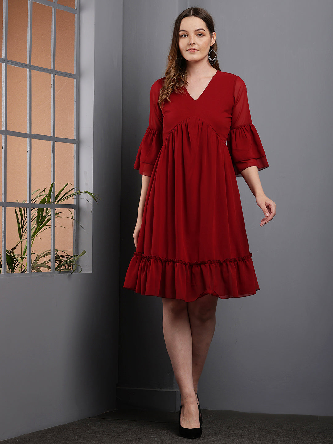 Tushita a-line bell sleeve dress