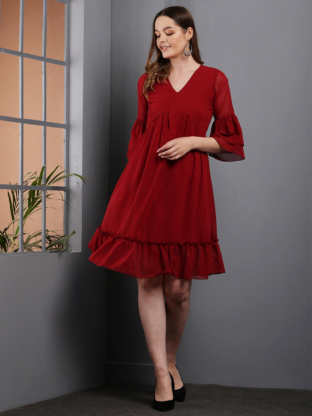 Tushita a-line bell sleeve dress