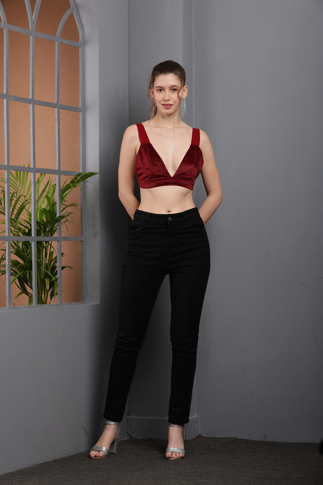 Tushita Velvet backless Bralette top