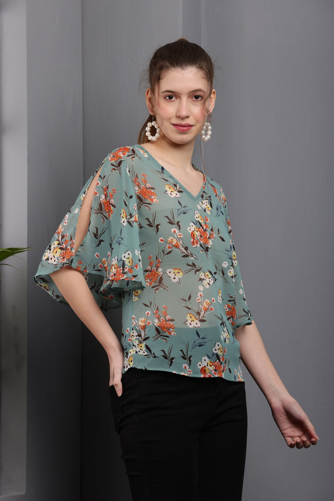 Tushita casual summer floral Butterfly top