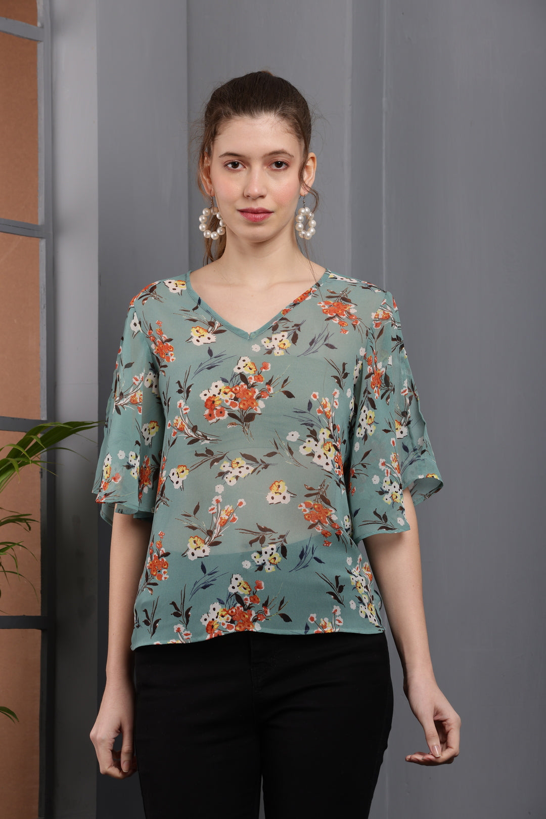 Tushita casual summer floral Butterfly top