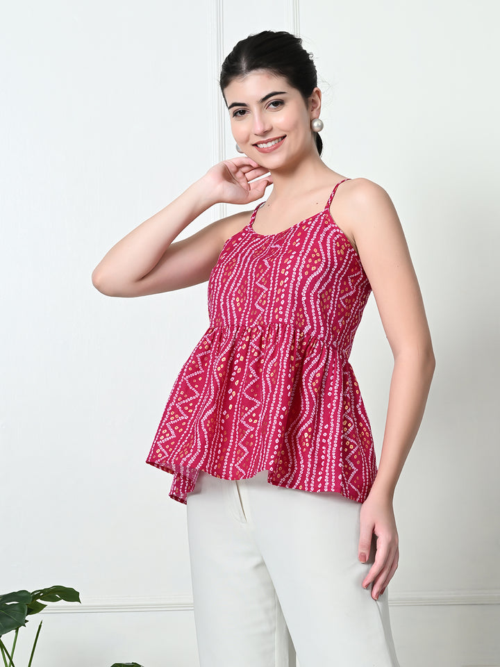 TUSHITA BANDHANI FLORAL PRINTED CASUAL TOP FOR SUMMER