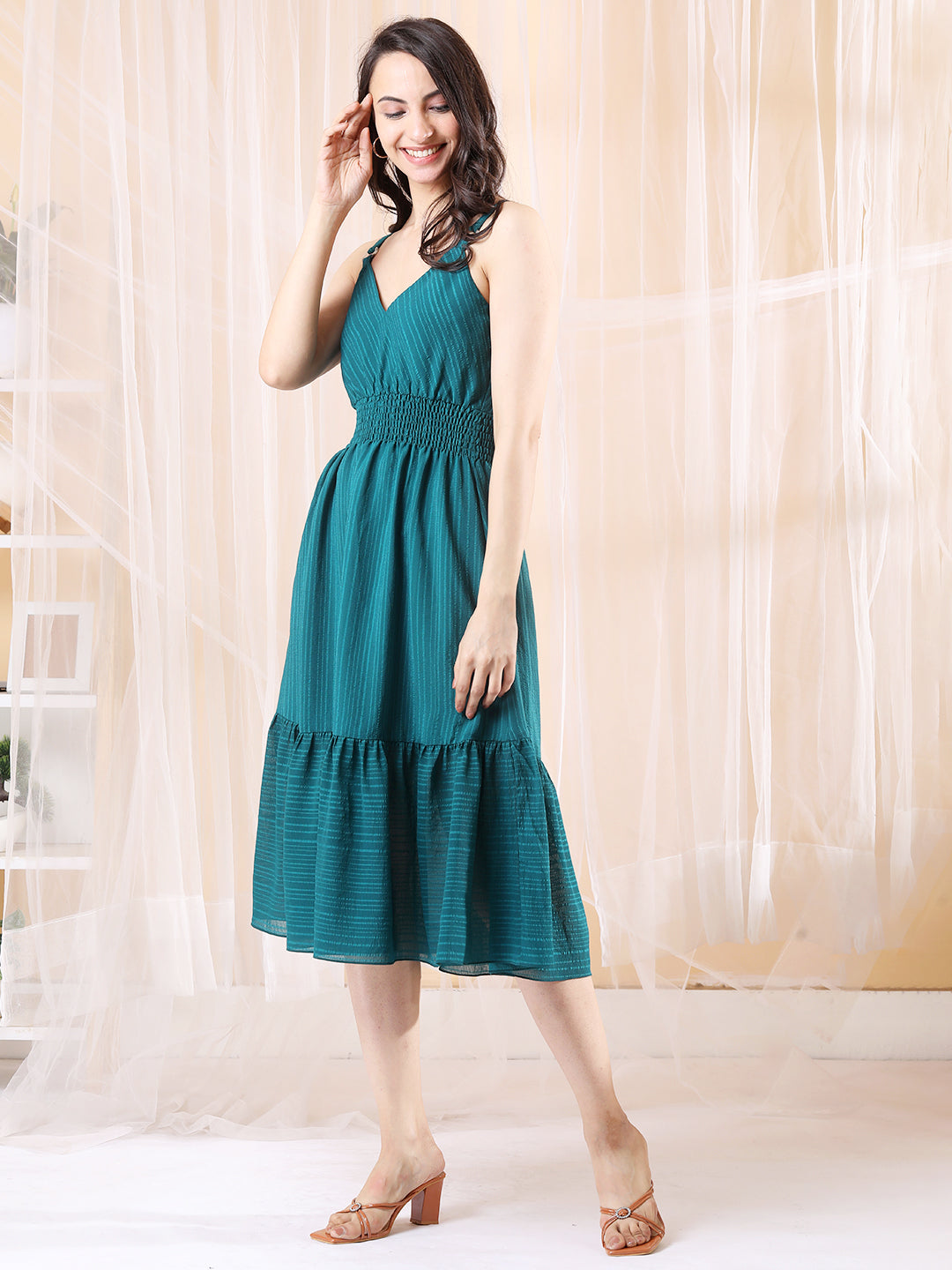 Waist Smocked Midi Dress