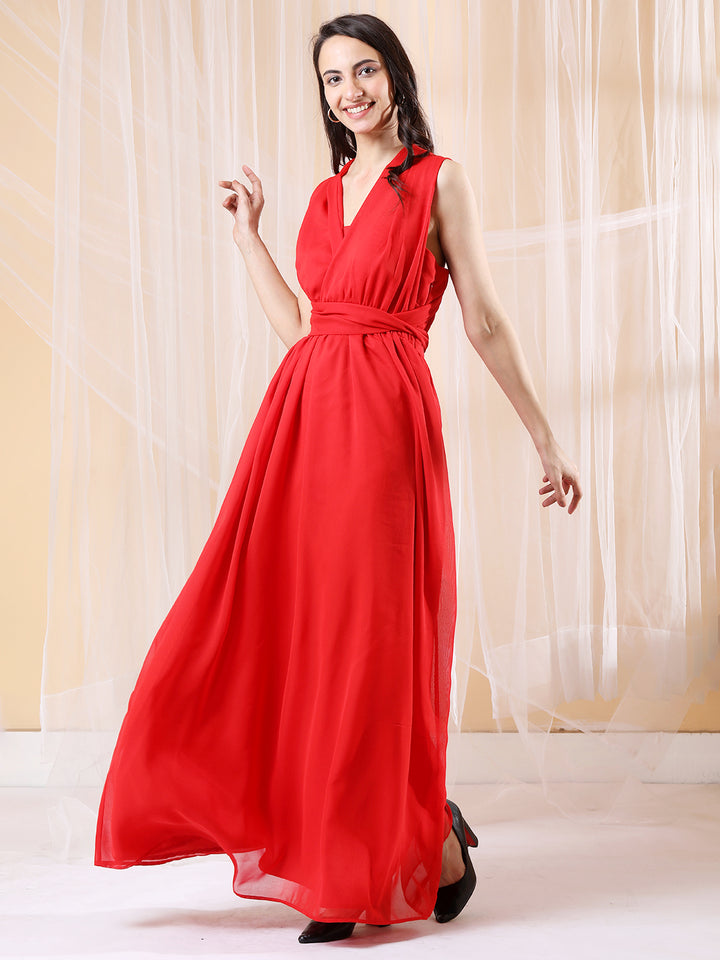 Wrap Waist Ruched Gown