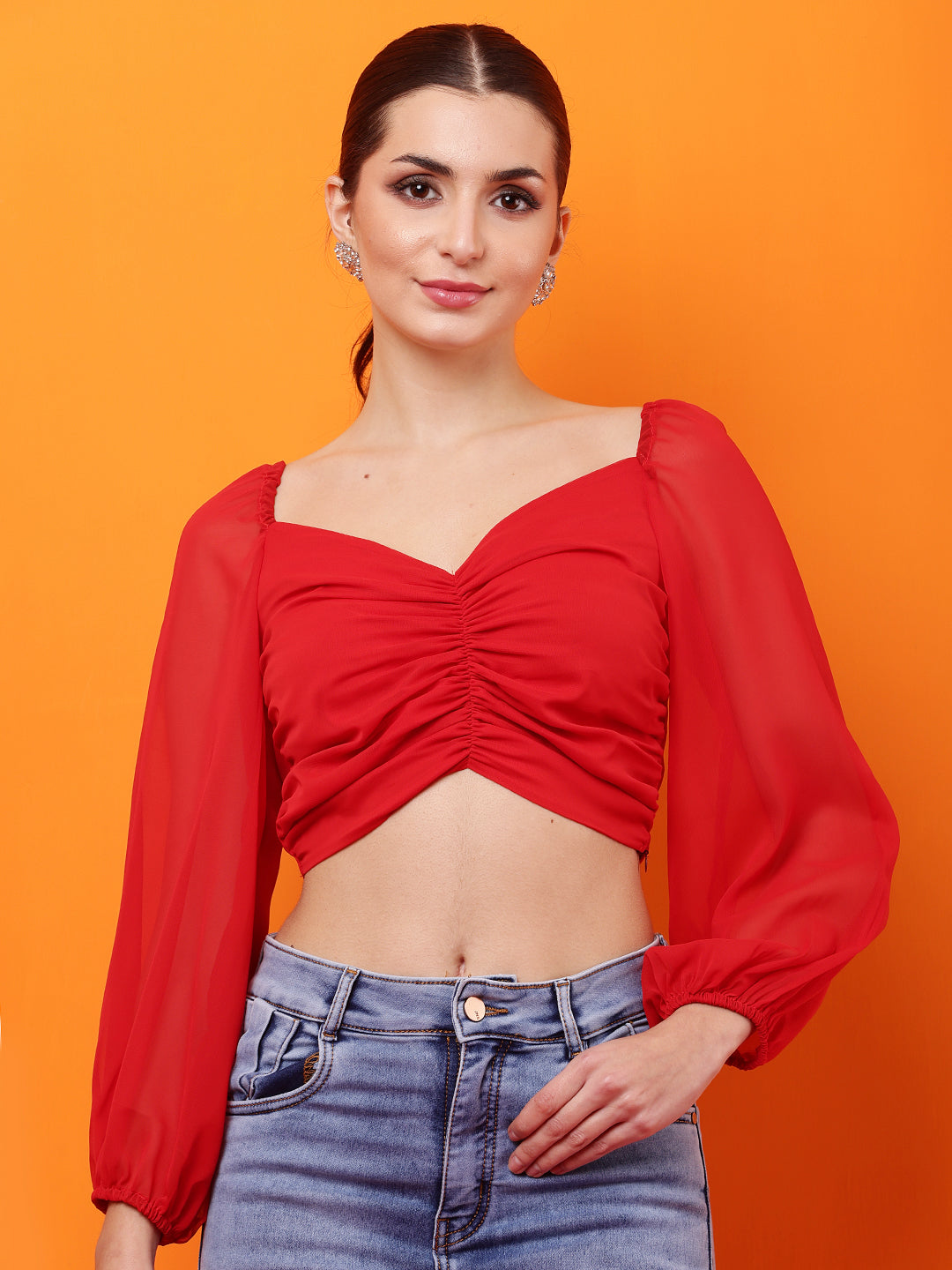 Tushita romantic ruched summer casual top