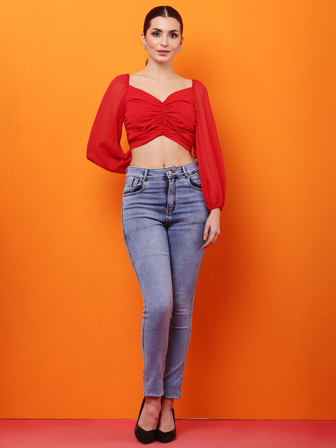 Tushita romantic ruched summer casual top