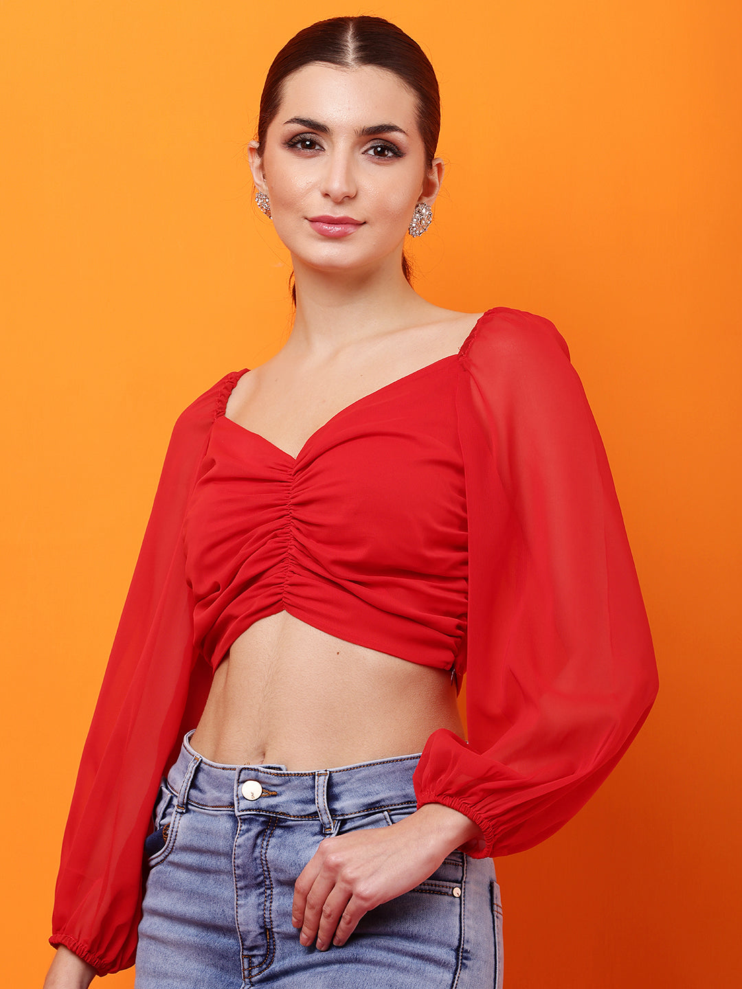 Tushita romantic ruched summer casual top