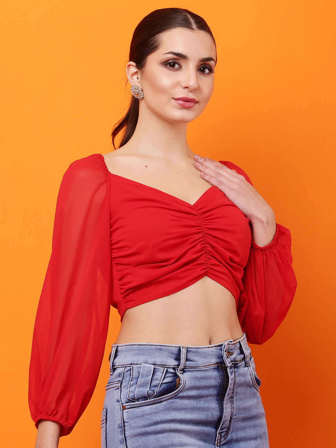 Tushita romantic ruched summer casual top