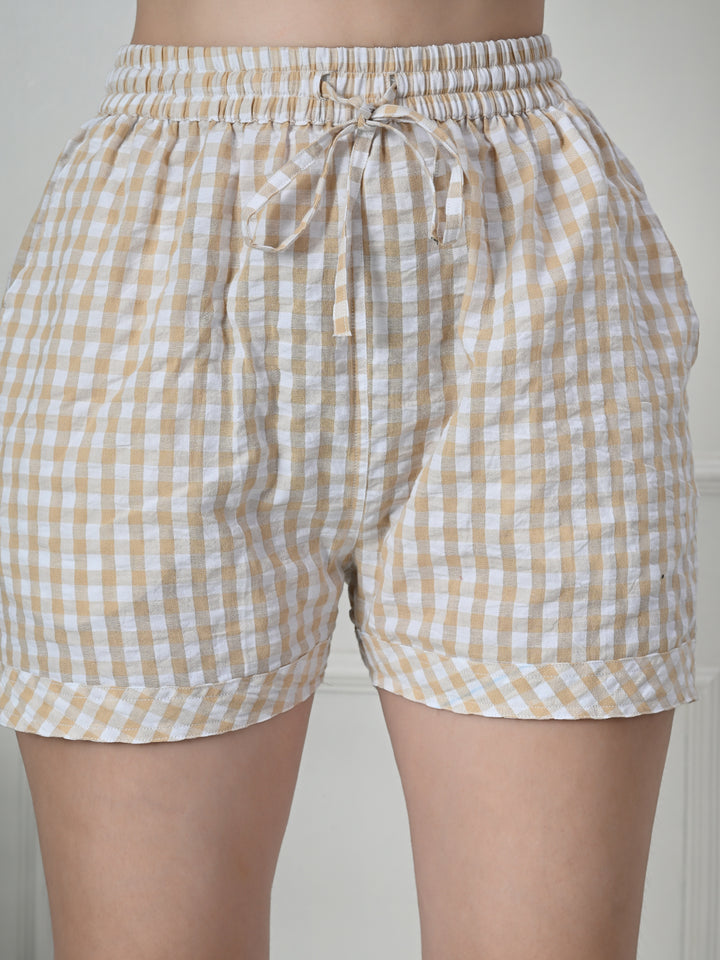 TUSHITA CASUAL GINGHAM SHORTS FOR SUMMER