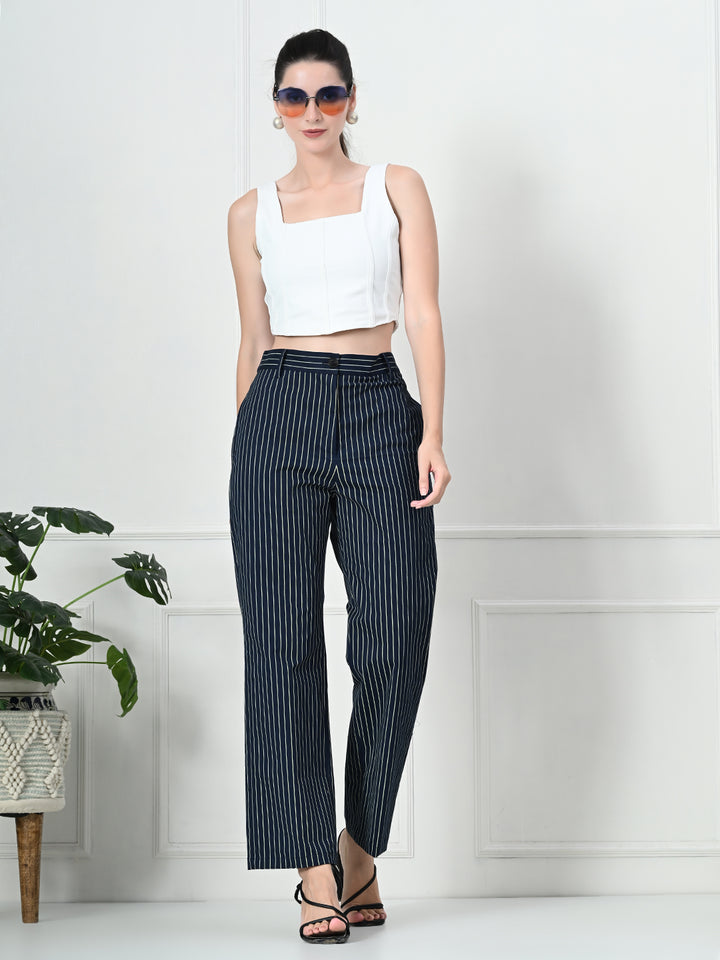 TUSHITA FORMAL STRIPE STRAIGHT FIT TROUSER FOR SUMMER