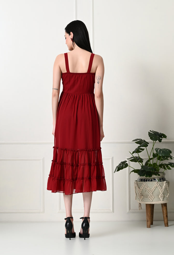 Tushita ruffled flared summer midi length casual dress