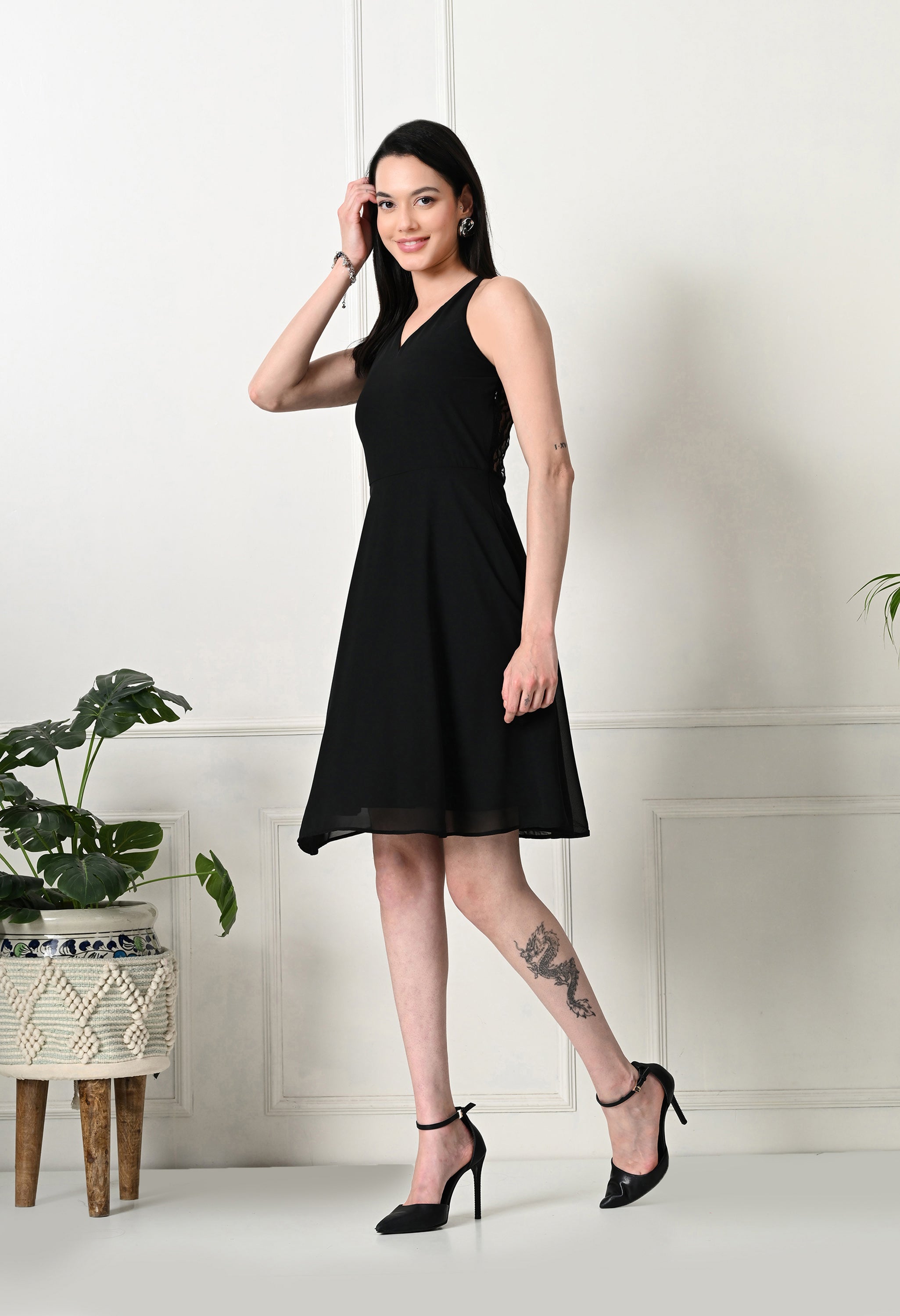 Tushita romantic lace embellished summer party dress