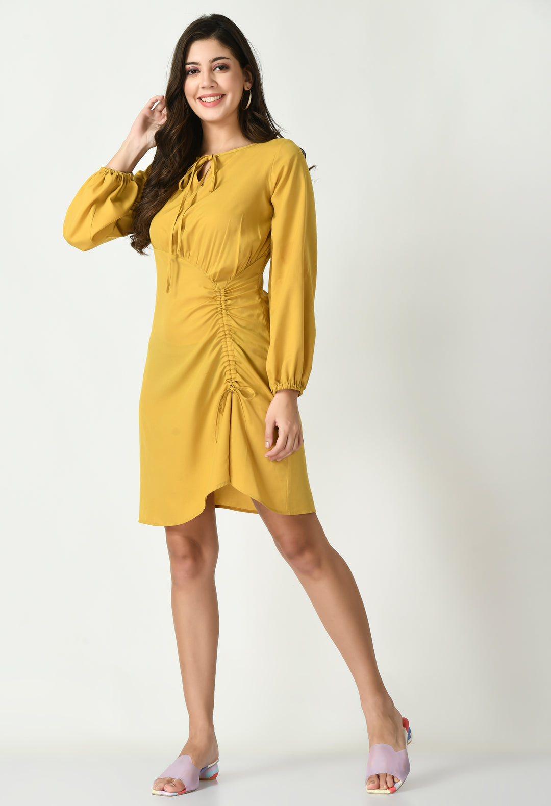 Florence Knee Length Dress with Round Neck