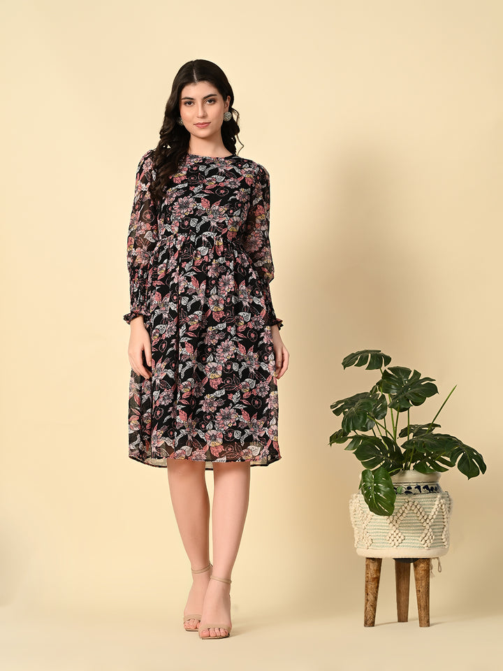 Tushita floral printed smocked summer casual dress