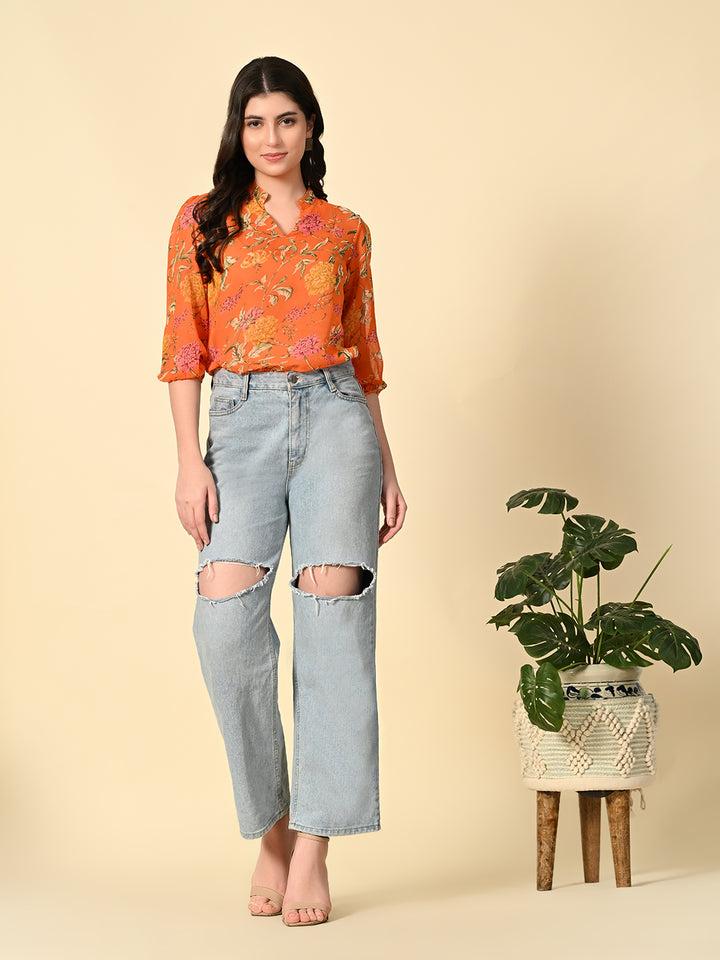 Tushita summer floral print delicate casual top