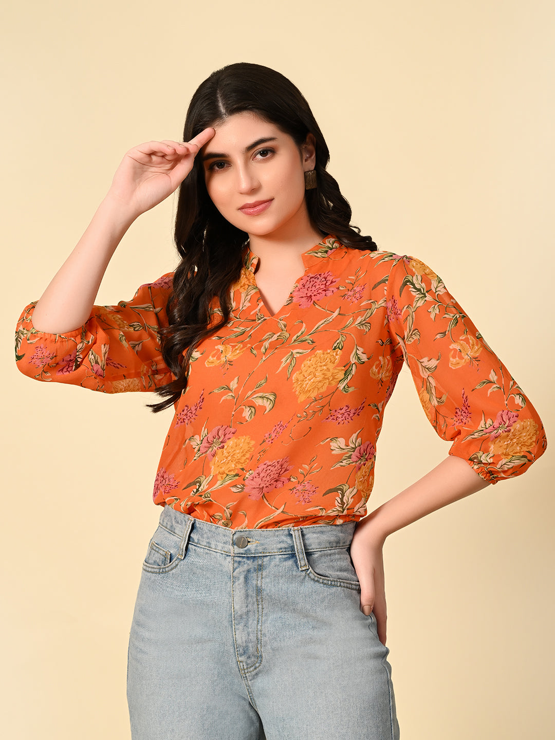 Tushita summer floral print delicate casual top