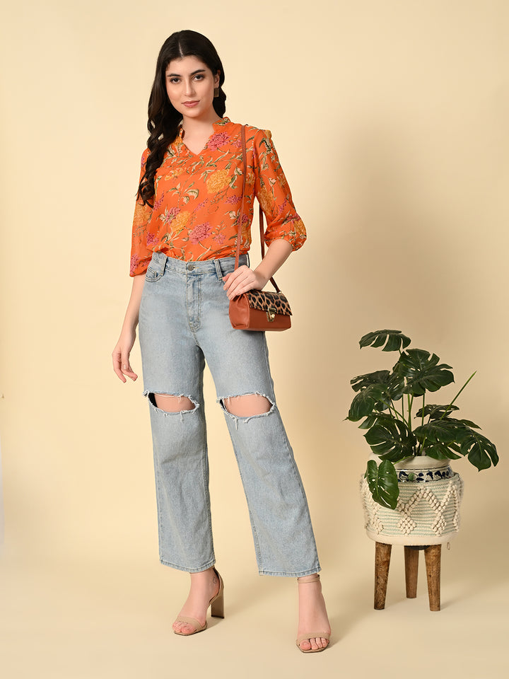 Tushita summer floral print delicate casual top