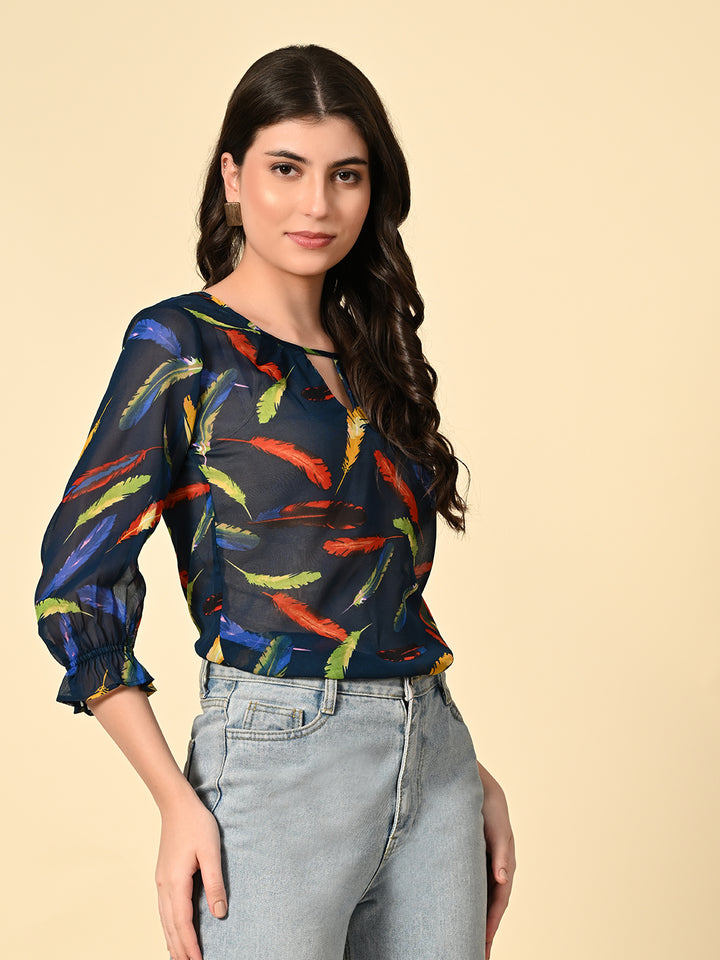 Tushita summer floral print delicate casual top