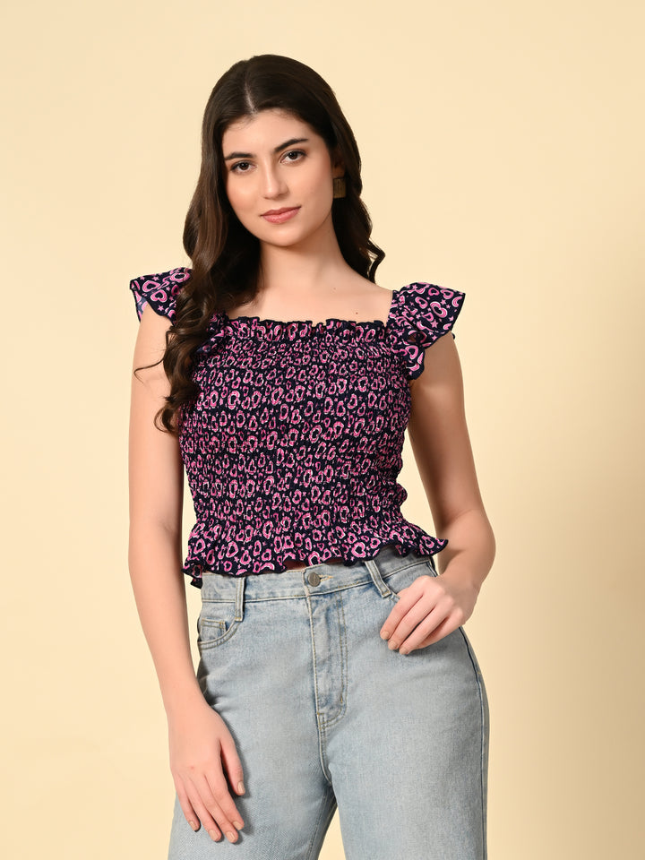 Tushita smocking frill summer casual top