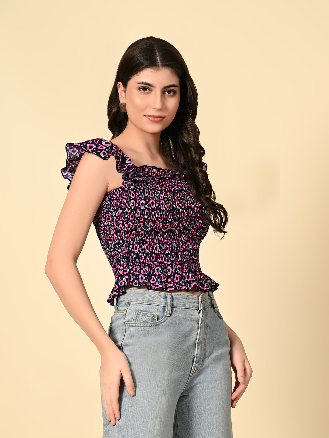 Tushita smocking frill summer casual top