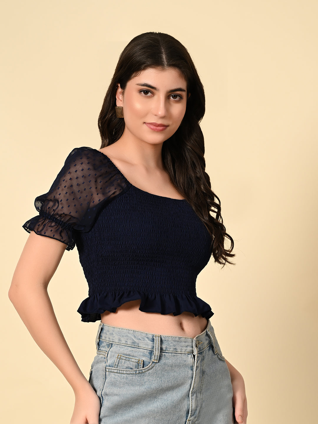 Tushita smocking frill summer casual top