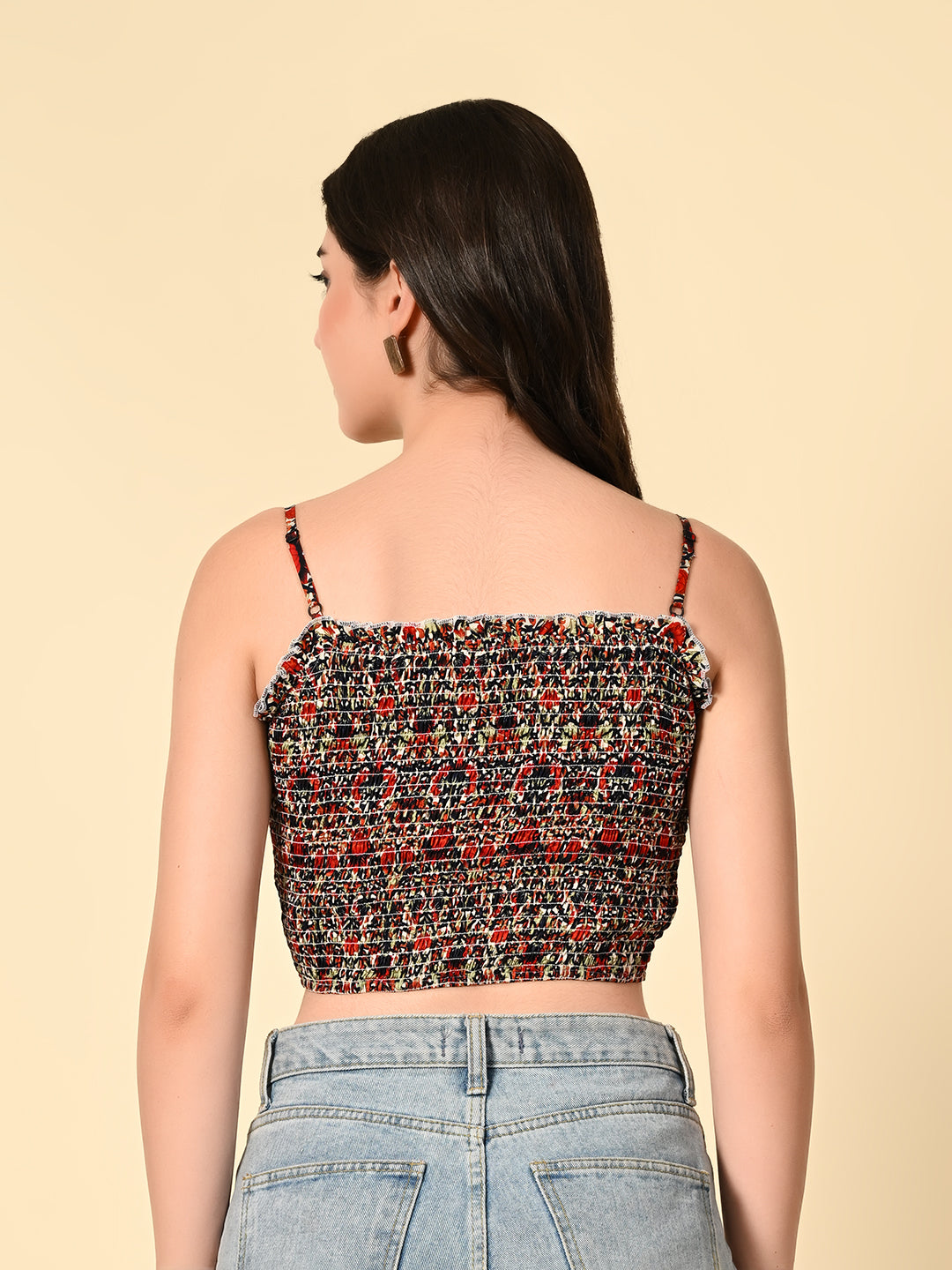 The Tushita Smocking Summer Crop Casual Top