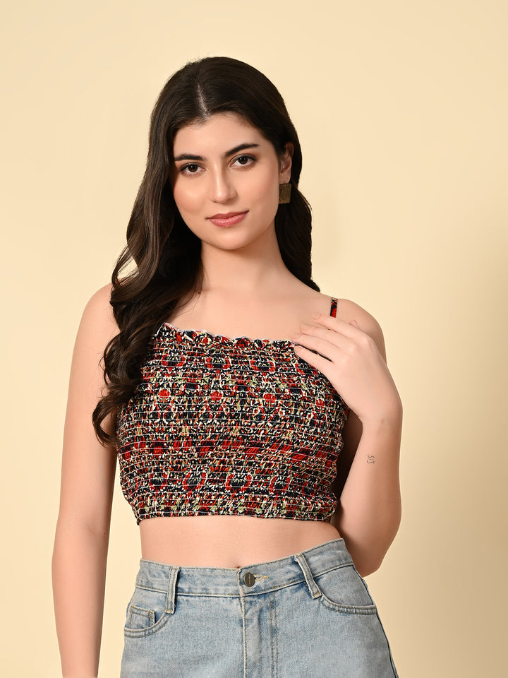 The Tushita Smocking Summer Crop Casual Top