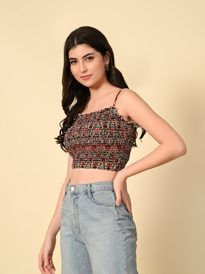 The Tushita Smocking Summer Crop Casual Top