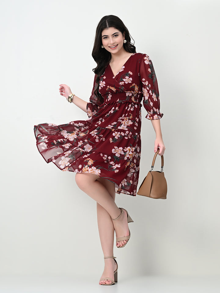 Tushita Floral print Smocked Casual Summer dress