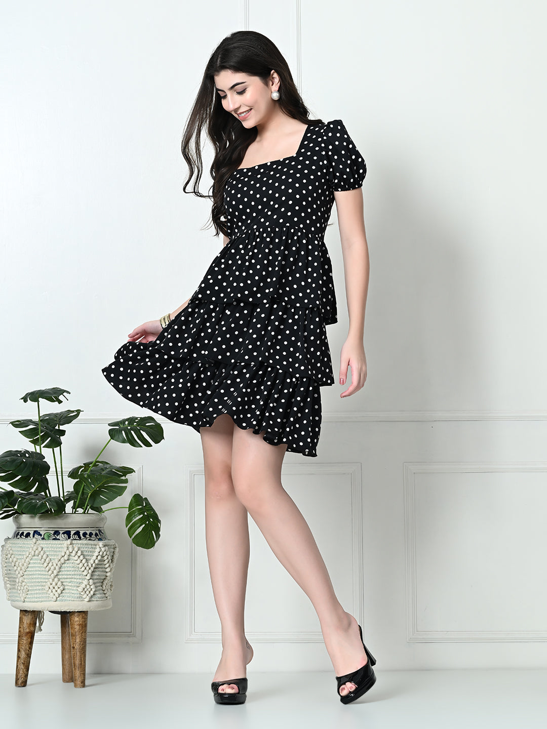 Tushita Polka dot print layered stylish Casual Summer Dress