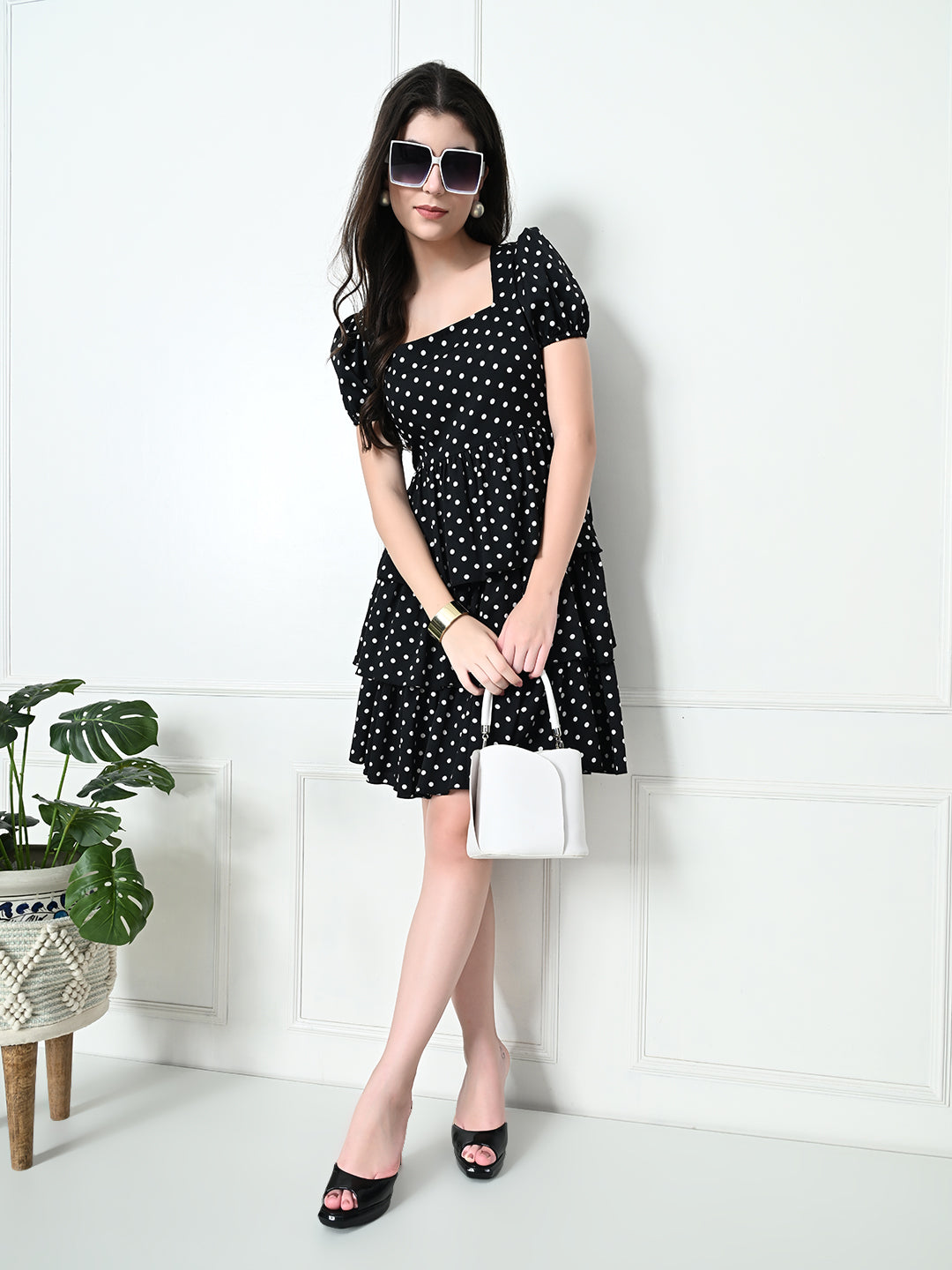 Tushita Polka dot print layered stylish Casual Summer Dress