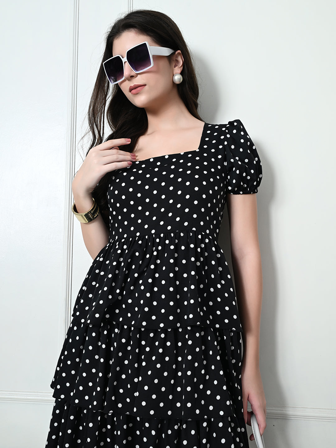 Tushita Polka dot print layered stylish Casual Summer Dress