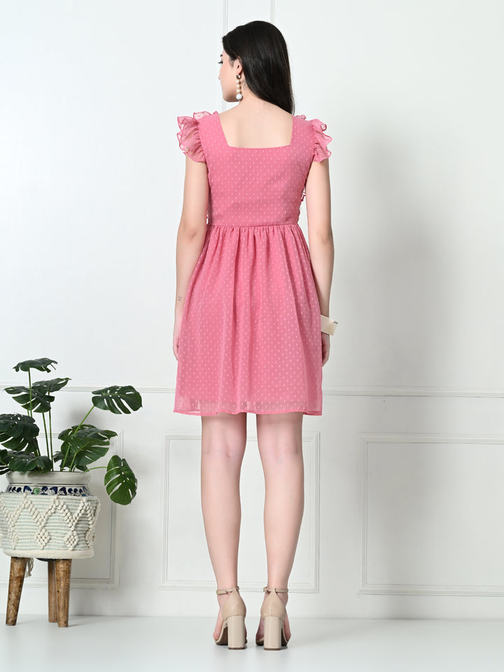 Tushita Bow Embellished Textured Romantic Summer Casual dress