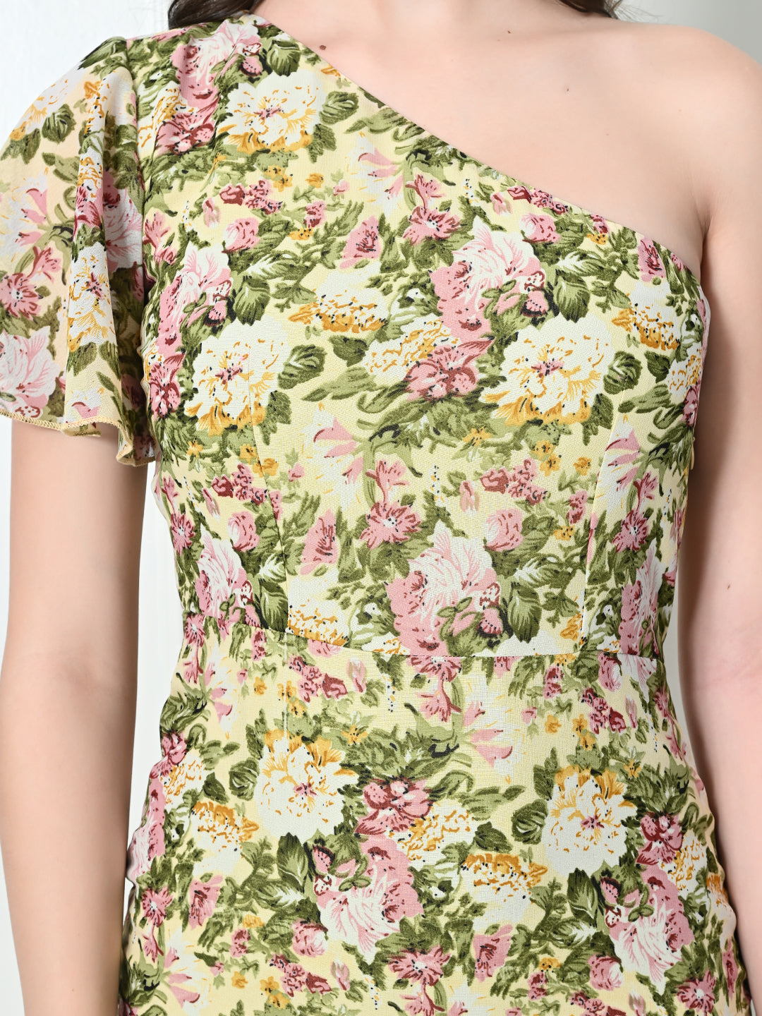 Tushita Floral print one shoulder summer dress