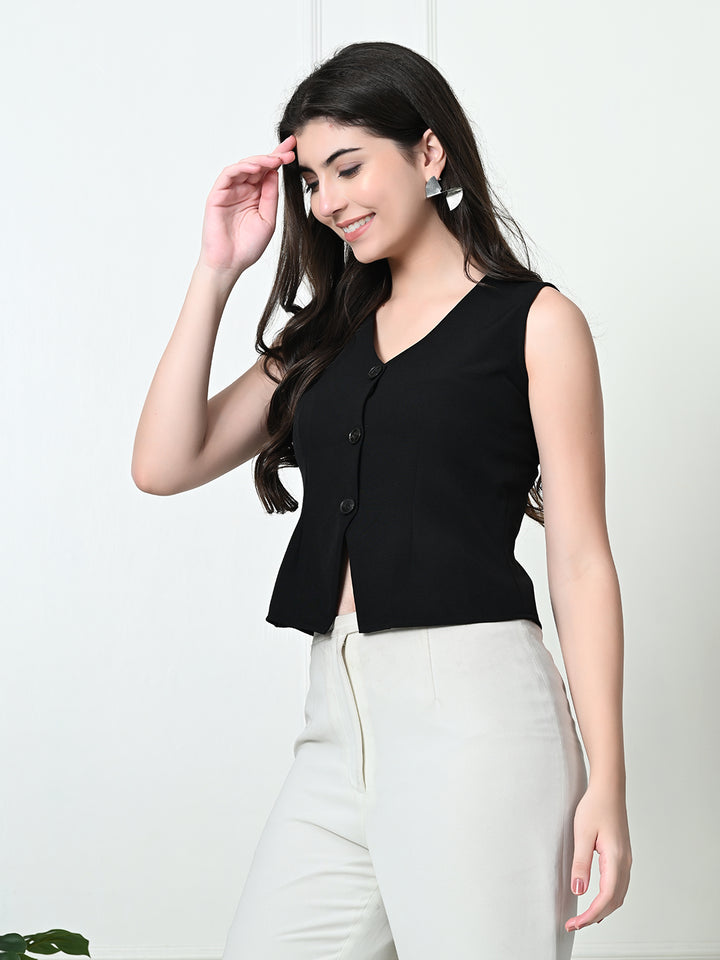 TUSHITA CROP LENGTH STYLISH FORMAL WAISTCOAT TOP FOR SUMMER