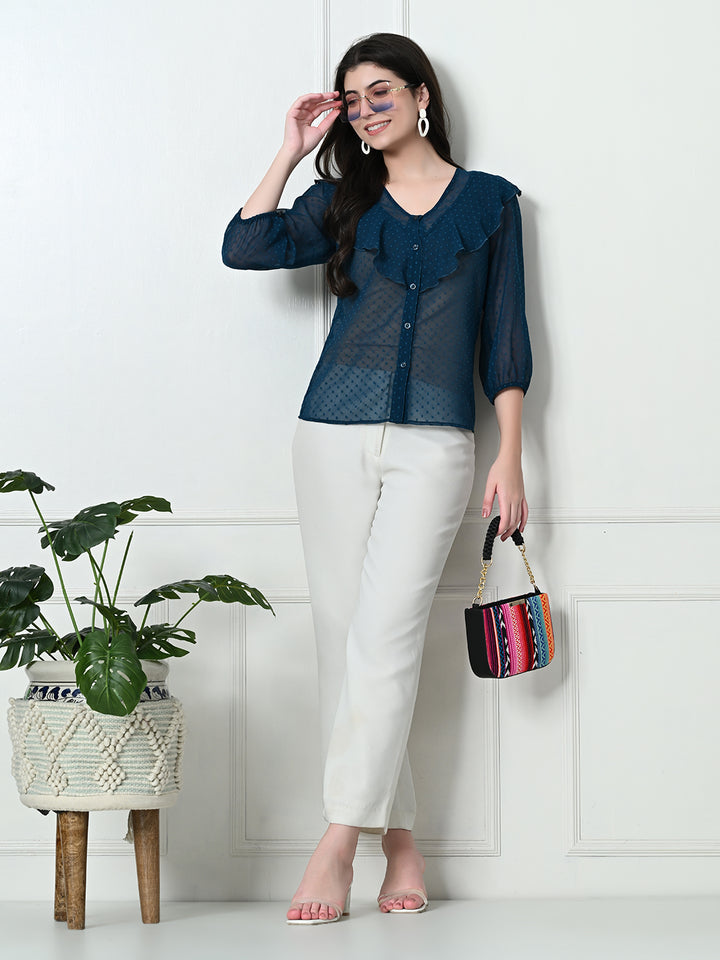 TUSHITA TEXTURED CASUAL SHIRT TOP FOR SUMMER