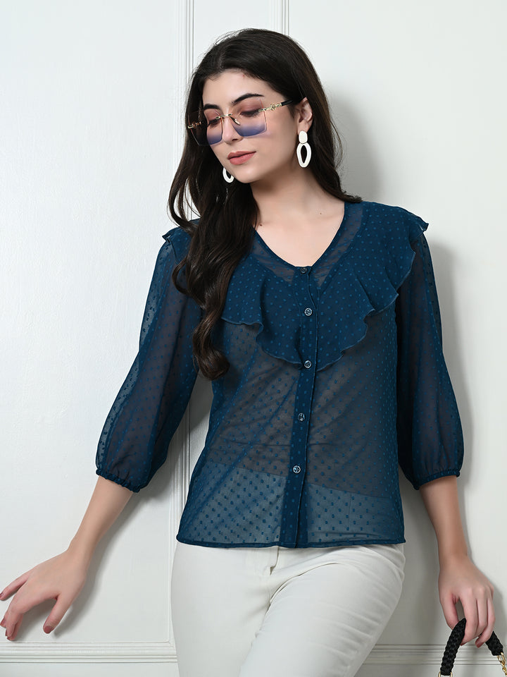 TUSHITA TEXTURED CASUAL SHIRT TOP FOR SUMMER