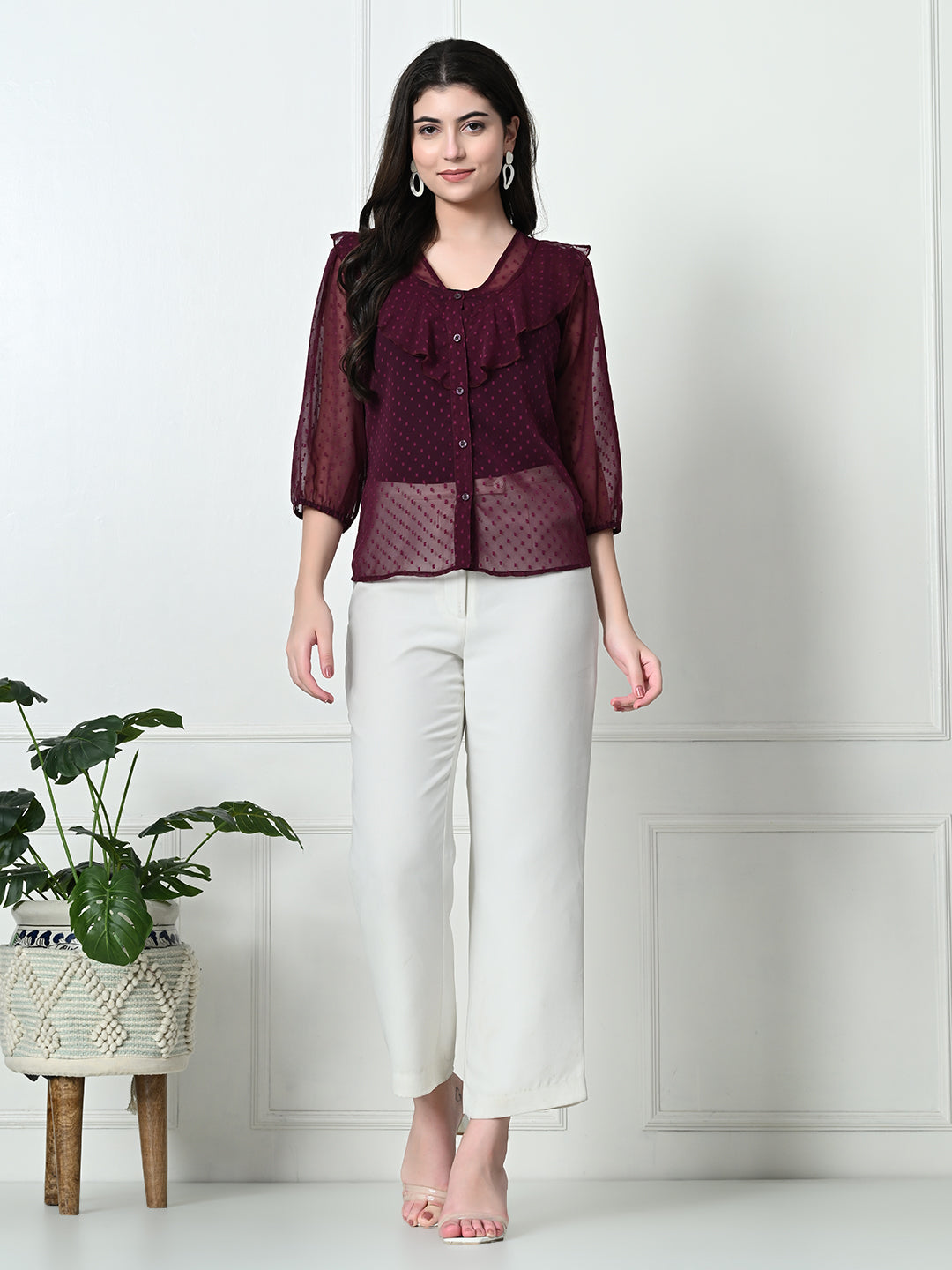 TUSHITA TEXTURED CASUAL SHIRT TOP FOR SUMMER