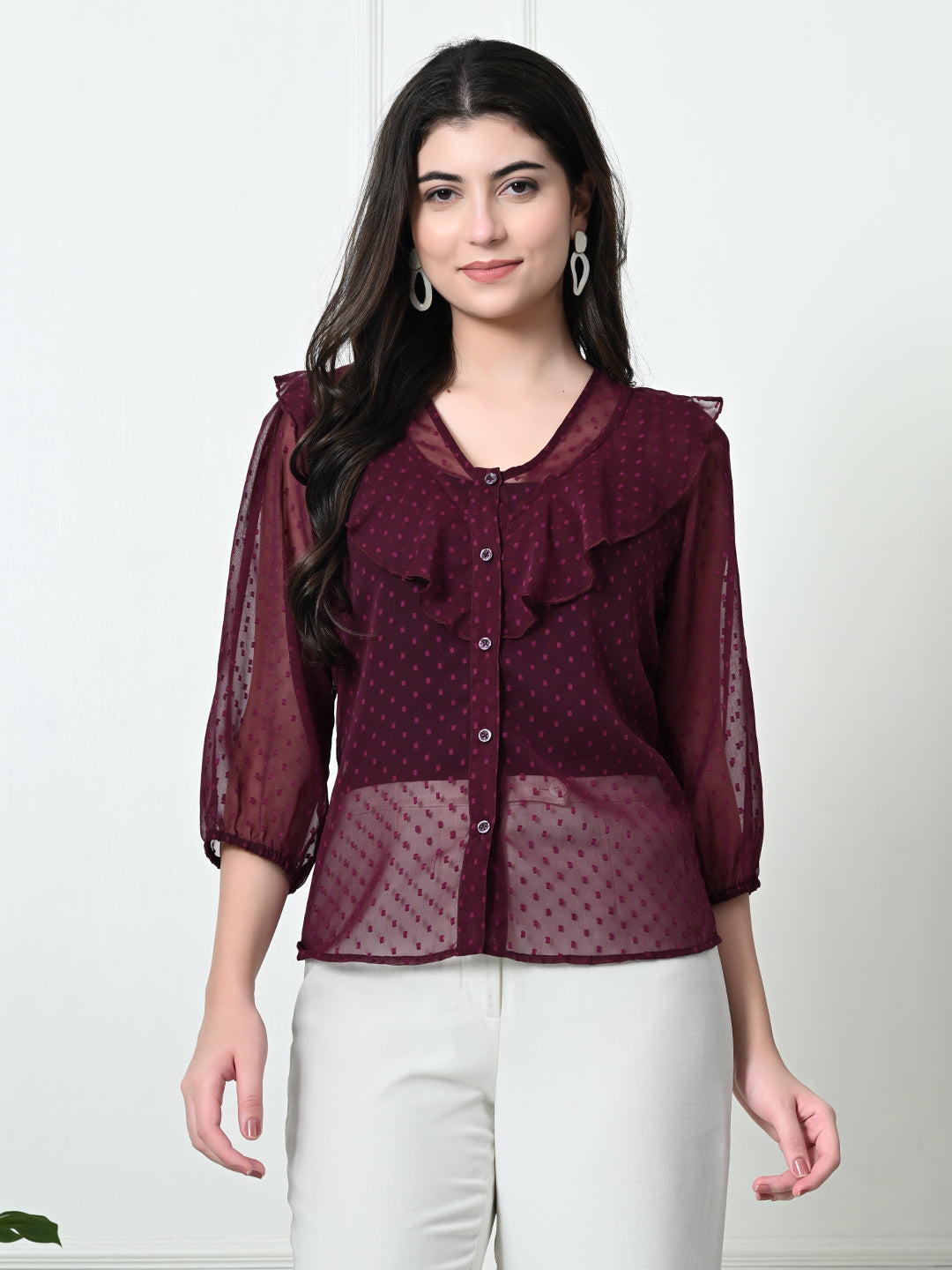 TUSHITA TEXTURED CASUAL SHIRT TOP FOR SUMMER