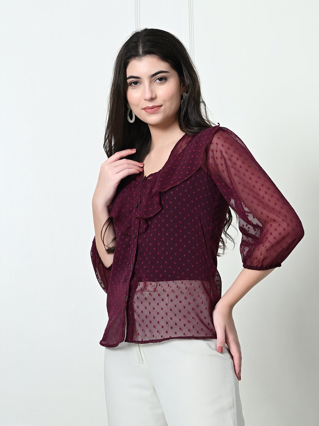 TUSHITA TEXTURED CASUAL SHIRT TOP FOR SUMMER