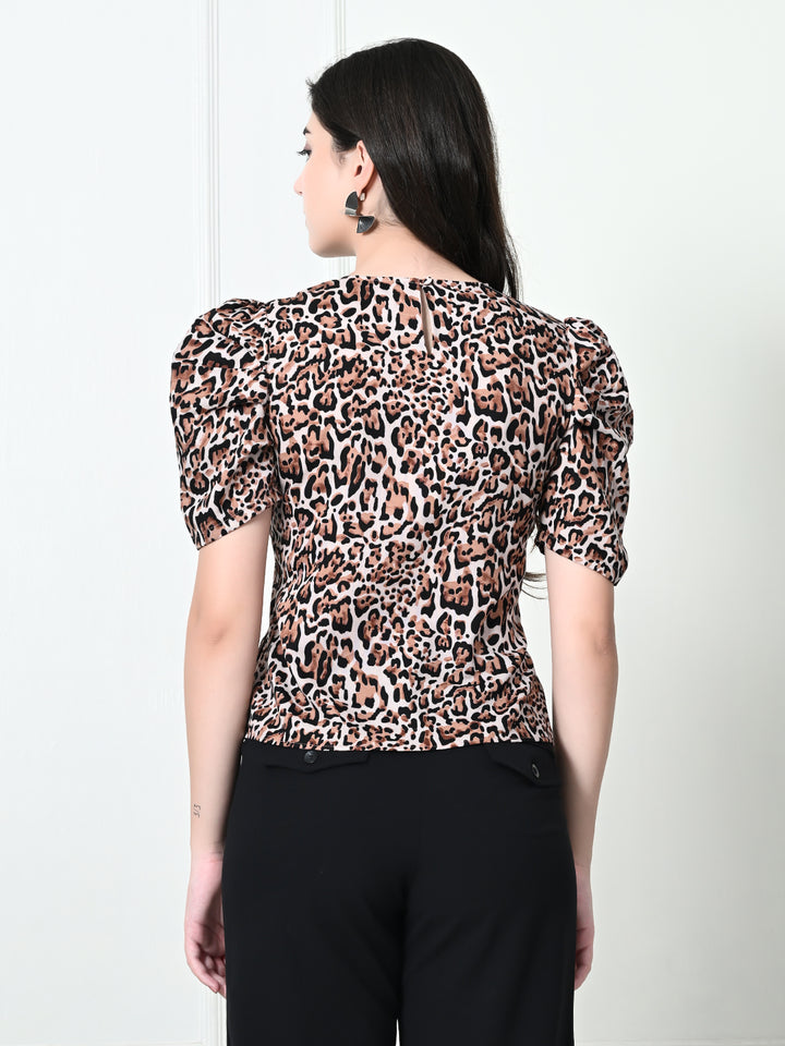 Tushita Animal print pleats detailed casual top for summer