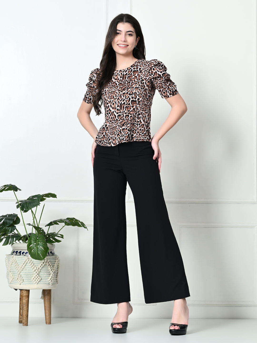 Tushita Animal print pleats detailed casual top for summer