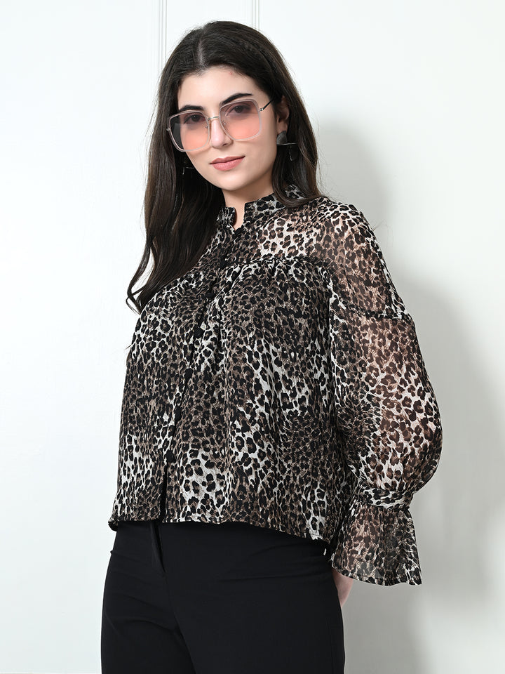 Tushita Animal Print Lightweight Gathered detail Shirt styled top for Summer