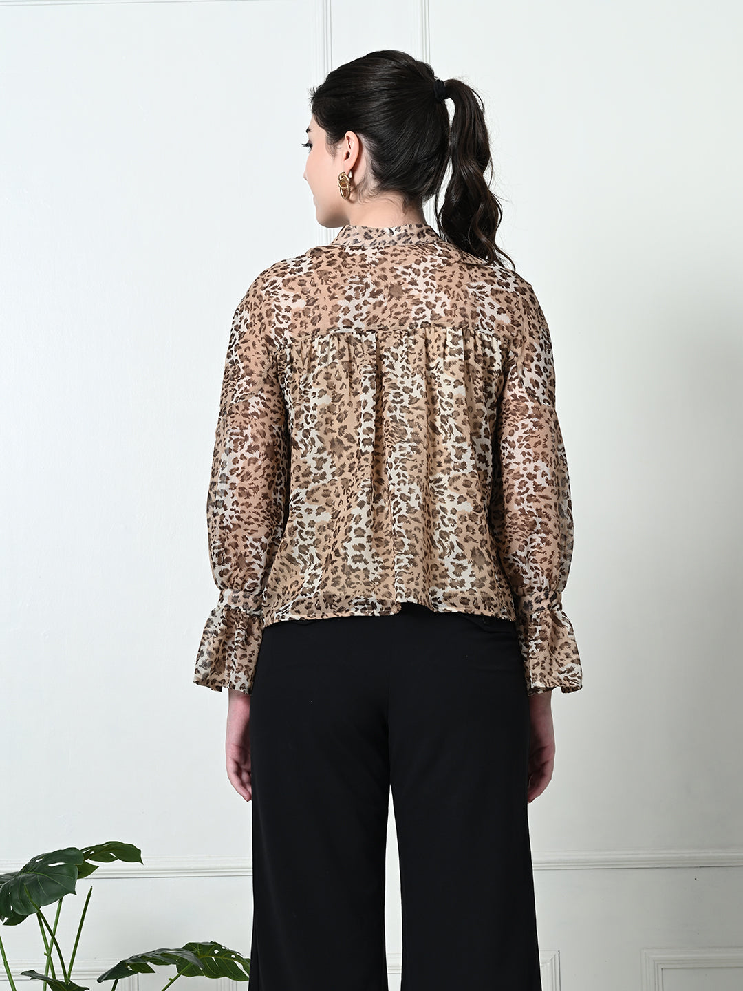 Tushita Animal Print Lightweight Gathered detail Shirt styled top for Summer