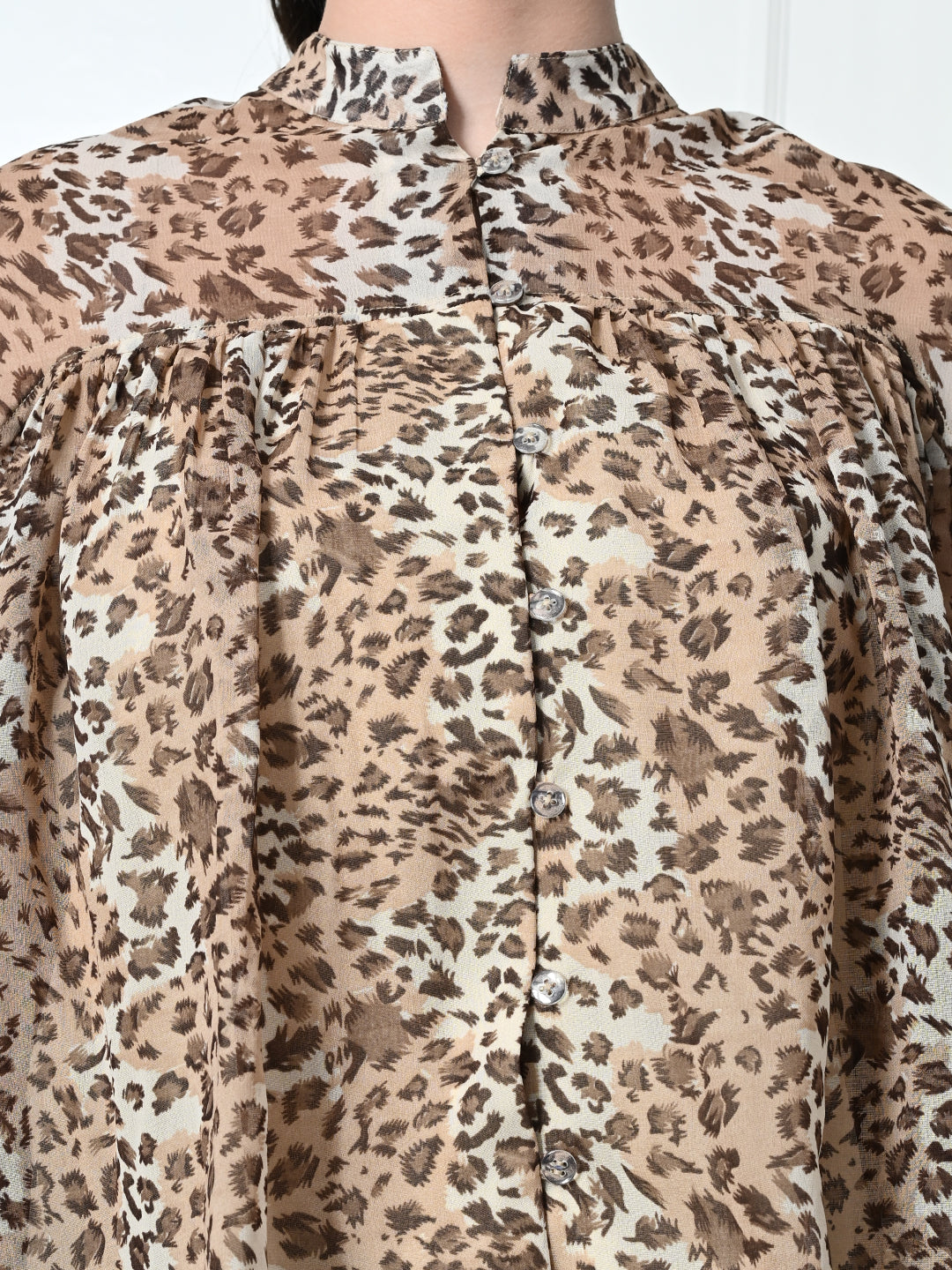 Tushita Animal Print Lightweight Gathered detail Shirt styled top for Summer