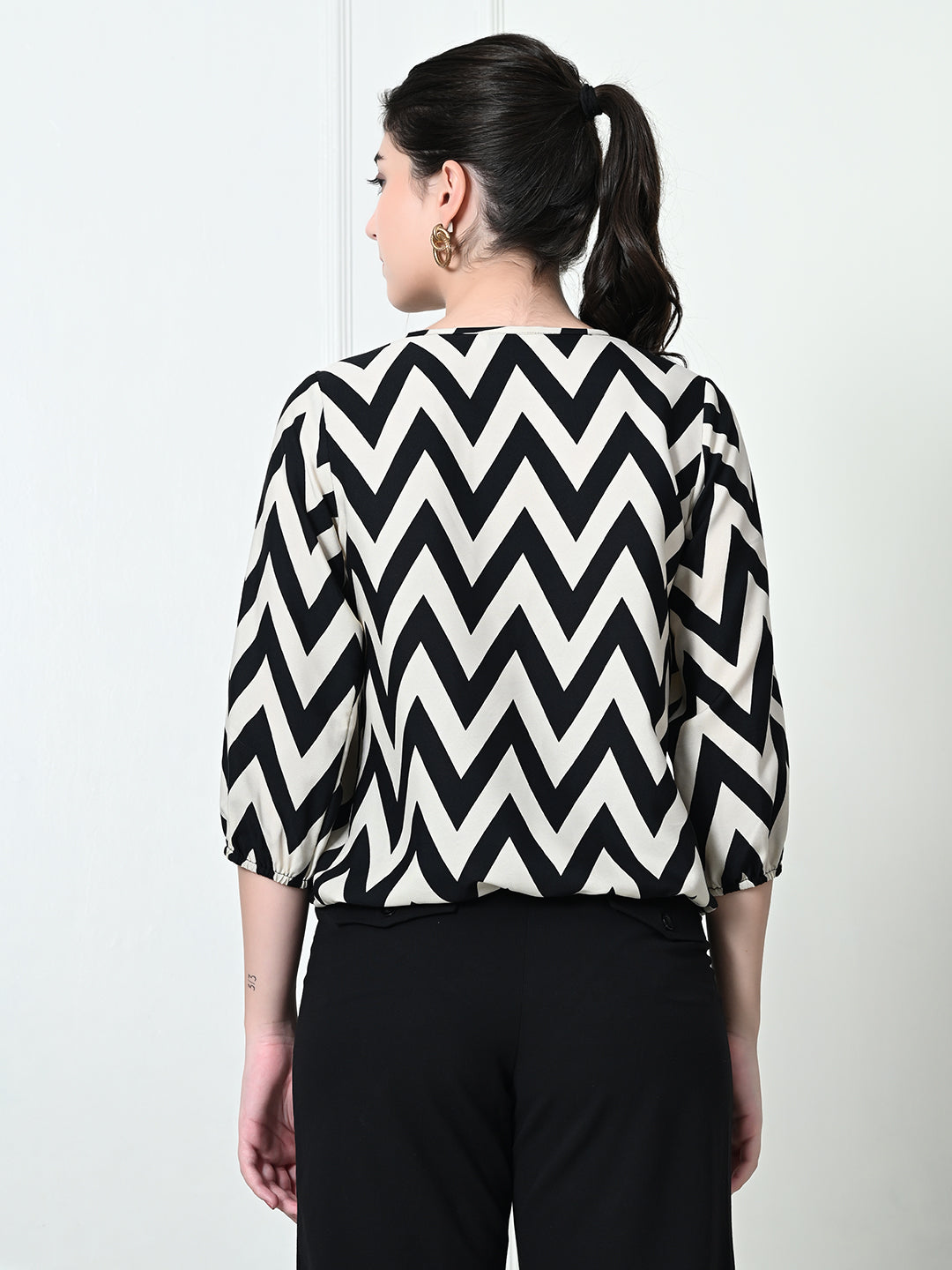 TUSHITA CHEVRON GEOMETRIC PRINT CASUAL SUMMER TOP