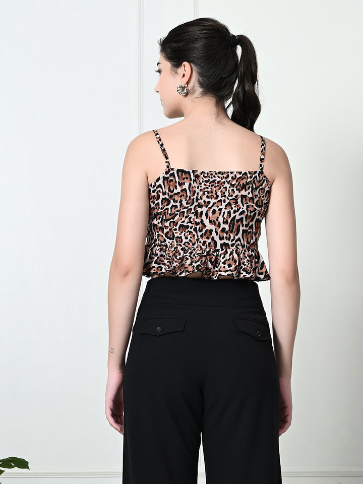 Tushita Animal Print peplum Casual Crop top For Summer