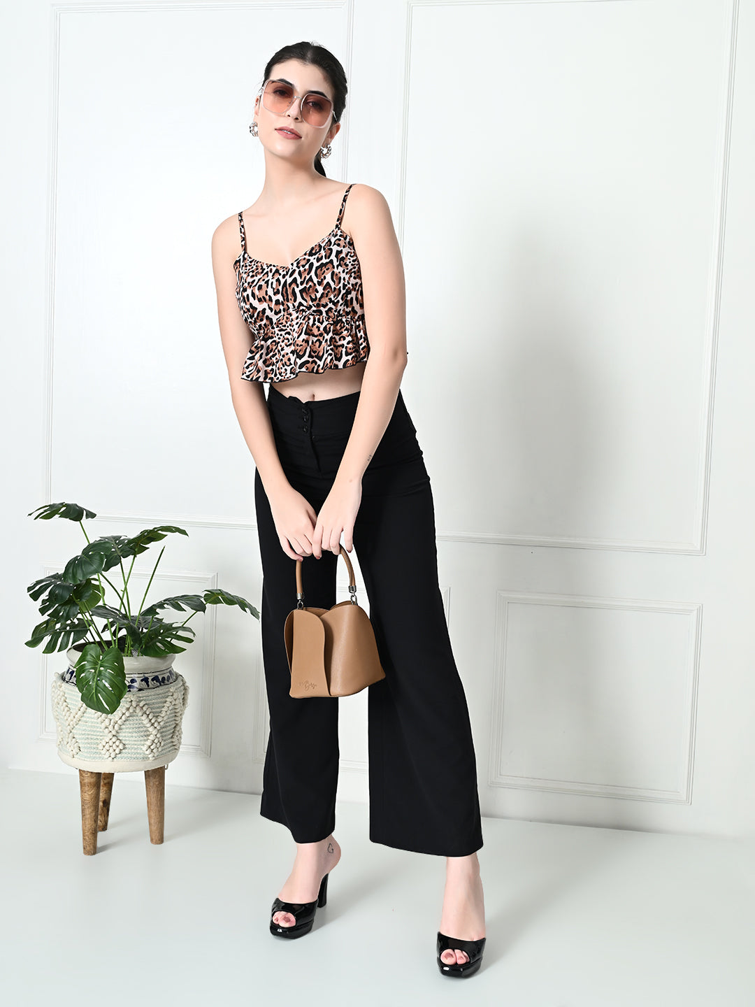 Tushita Animal Print peplum Casual Crop top For Summer