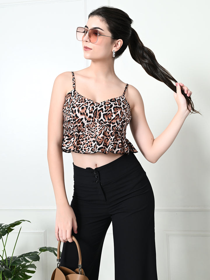 Tushita Animal Print peplum Casual Crop top For Summer