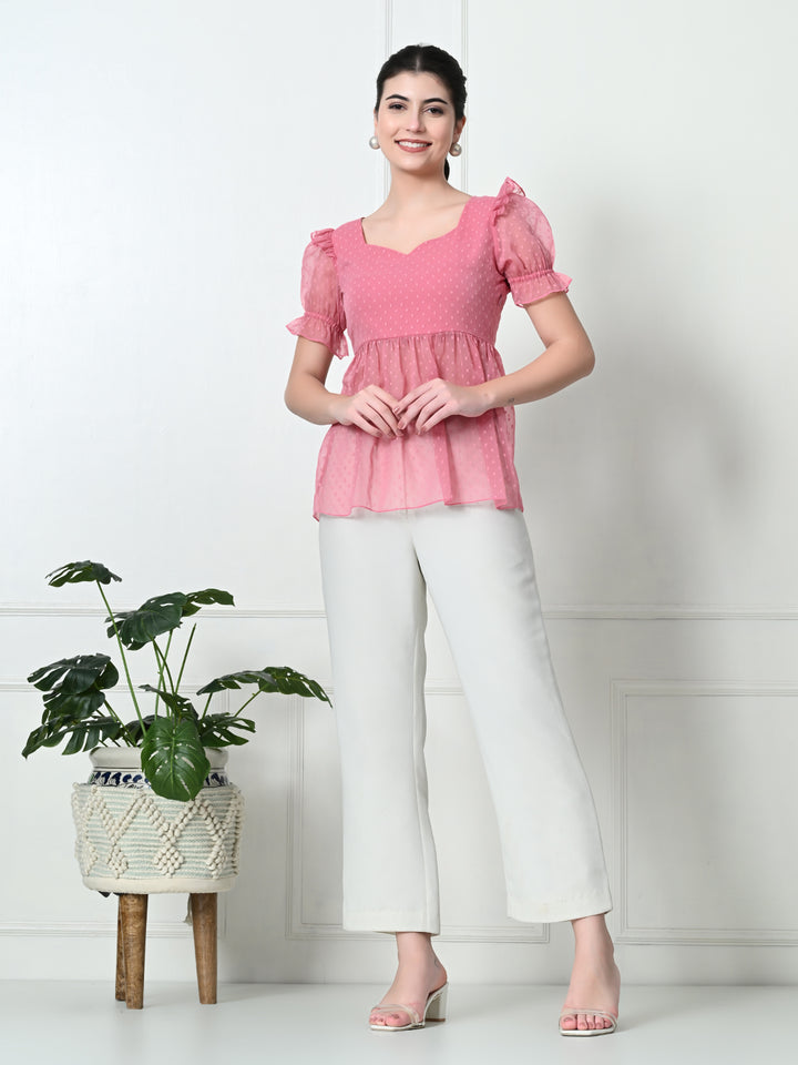 Tushita Princess Sweetheart neck Ruffle Casual Summer Top